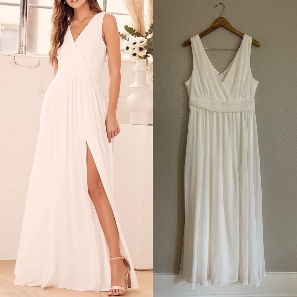 Thoughts of Hue White Surplice Maxi Dress NWOT